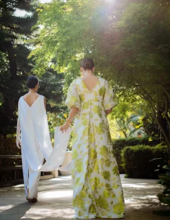 Square Neck Panel Back Wedding Gown