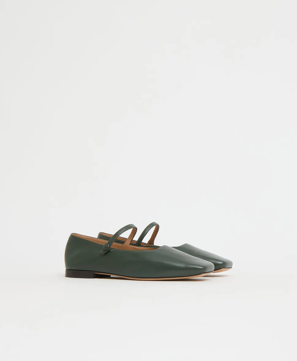 Square Toe Mary Jane in Moss