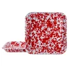 Square Trays in Red Swirl, Set of 2