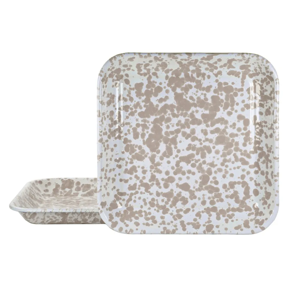 Square Trays in Taupe Swirl, Set of 2