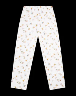Squirrel Print Henley Pajamas in White