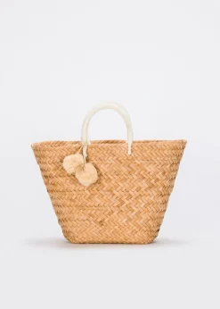 St. Tropez Pom Pom Straw Tote