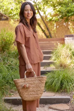 St. Tropez Pom Pom Straw Tote