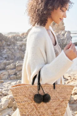 St. Tropez Pom Pom Straw Tote