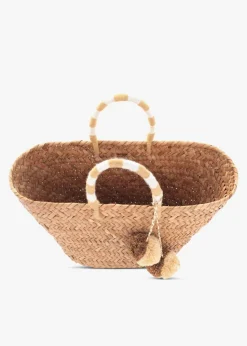 St. Tropez Pom Pom Straw Tote