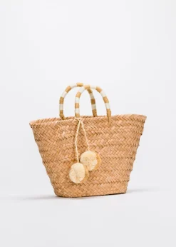 St. Tropez Pom Pom Straw Tote
