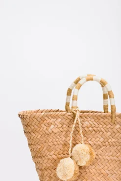 St. Tropez Pom Pom Straw Tote