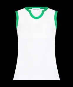 Stacy Tank in Bright White with Kelly Green Trim