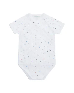 Star & Crown Pima Cotton Wrap Onesie in Blue