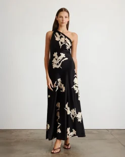 Stassi Dress in Dark Fig & Cream Multi
