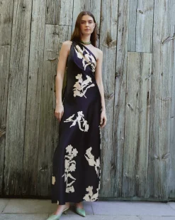 Stassi Dress in Dark Fig & Cream Multi