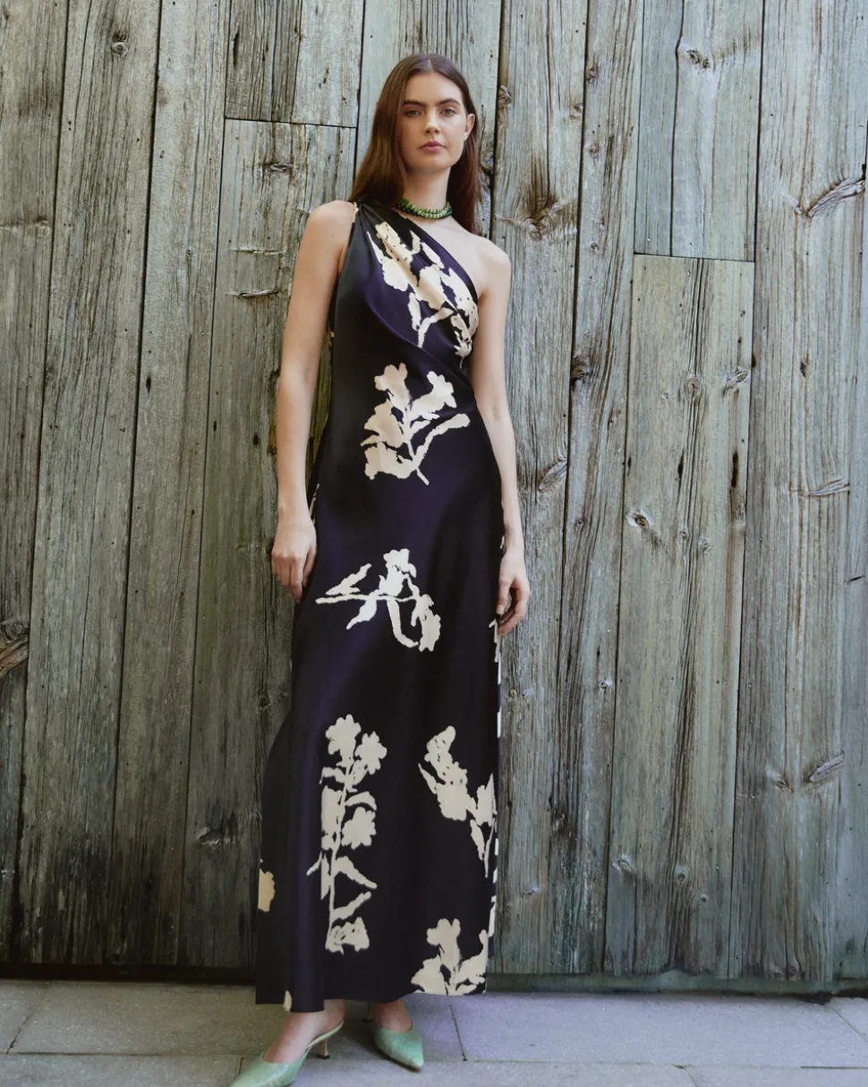 Stassi Dress in Dark Fig & Cream Multi