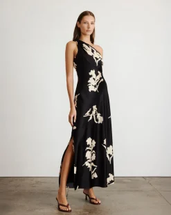 Stassi Dress in Dark Fig & Cream Multi