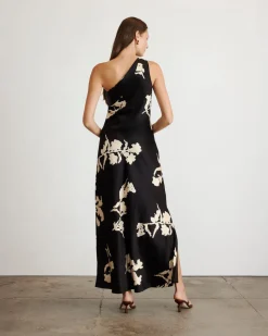 Stassi Dress in Dark Fig & Cream Multi
