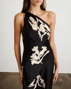 Stassi Dress in Dark Fig & Cream Multi