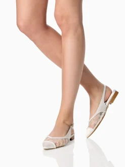 Stella Slingback Flat in White Satin