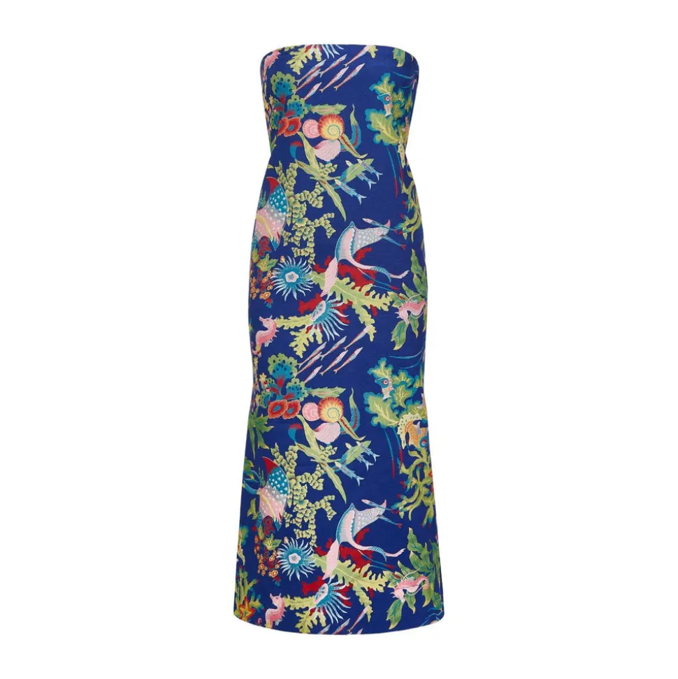 Strapless A-Line Dress in Blue Under The Sea