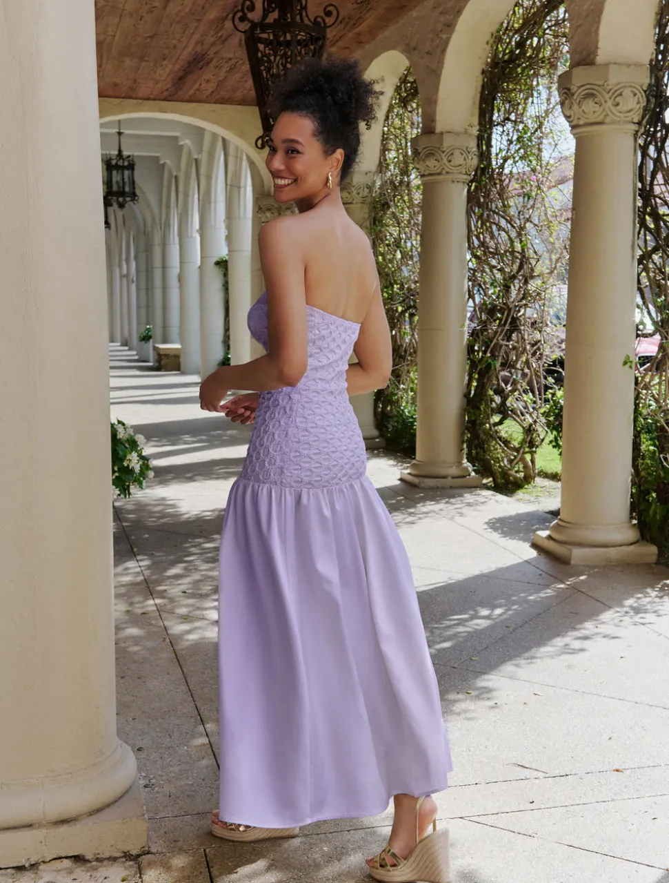 Strapless Smocked Parlour Dress in Lilac
