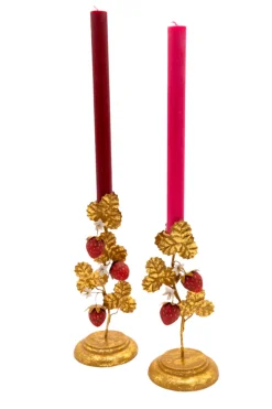 Strawberry Candleholders in Gold