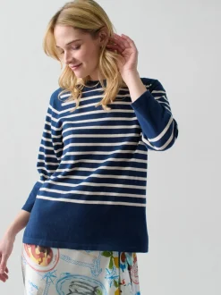 Striped Boatneck in Navy