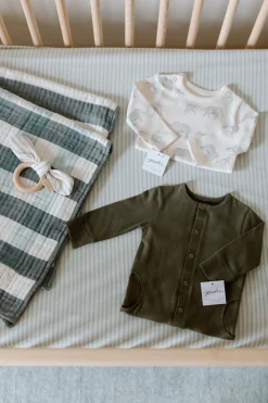 Striped Crib Sheet in Stripes Away Sea