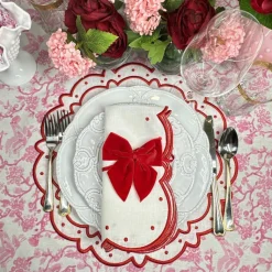 Studio Collection - Linen: Ava Placemats - White/Red, Set of 4