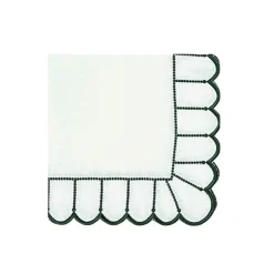 Studio Collection in Linen: Pippa Napkin in White/Dark Green, Set of 4