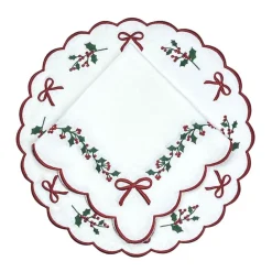 Studio Collection in Linen: Holly & Bows Placemat, Set of 4