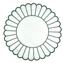 Studio Collection in Linen: Pippa Placemat in White/Dark Green, Set of 4