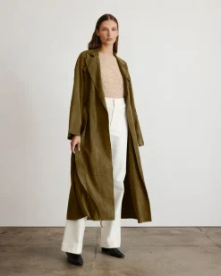 Suede Clayton Coat in Olive
