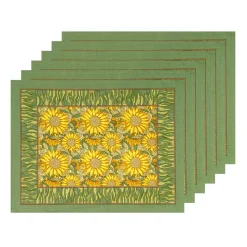Sunflower Mats in Yellow & Green, Set of 6