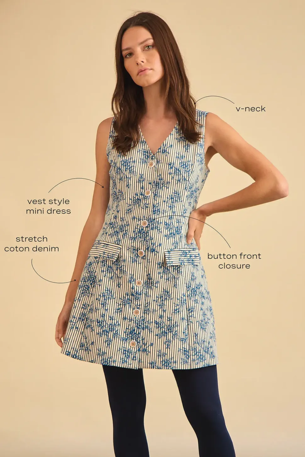 Suni Dress in Cornflower Toile