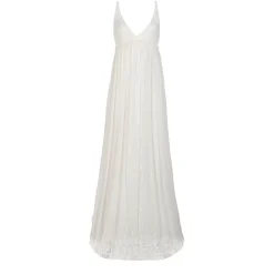 Sunny Gown in Ivory Georgette with Scallop Floral Embellishment