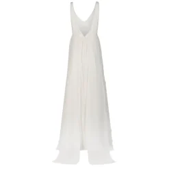 Sunny Gown in Ivory Georgette with Scallop Floral Embellishment