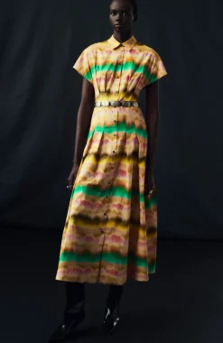 Sunset Cotton Seam Detail Shirtdress in Multi