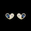 Sweetheart Studs in Diamond and Blue Sapphire