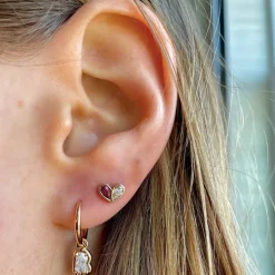Sweetheart Studs in Diamond and Blue Sapphire