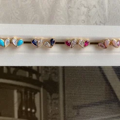Sweetheart Studs in Diamond and Blue Sapphire