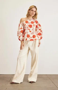 Tabitha Top in Cream & Tomato
