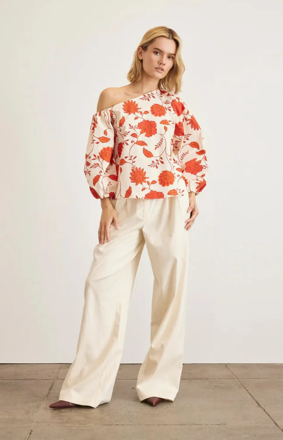 Tabitha Top in Cream & Tomato