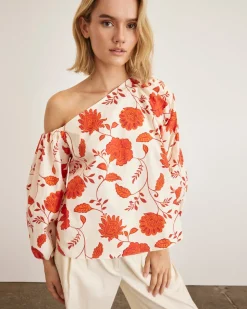 Tabitha Top in Cream & Tomato