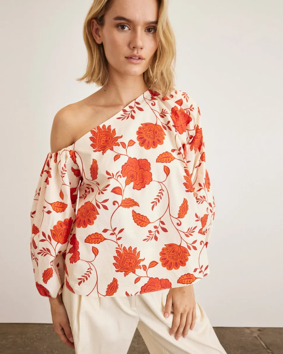 Tabitha Top in Cream & Tomato