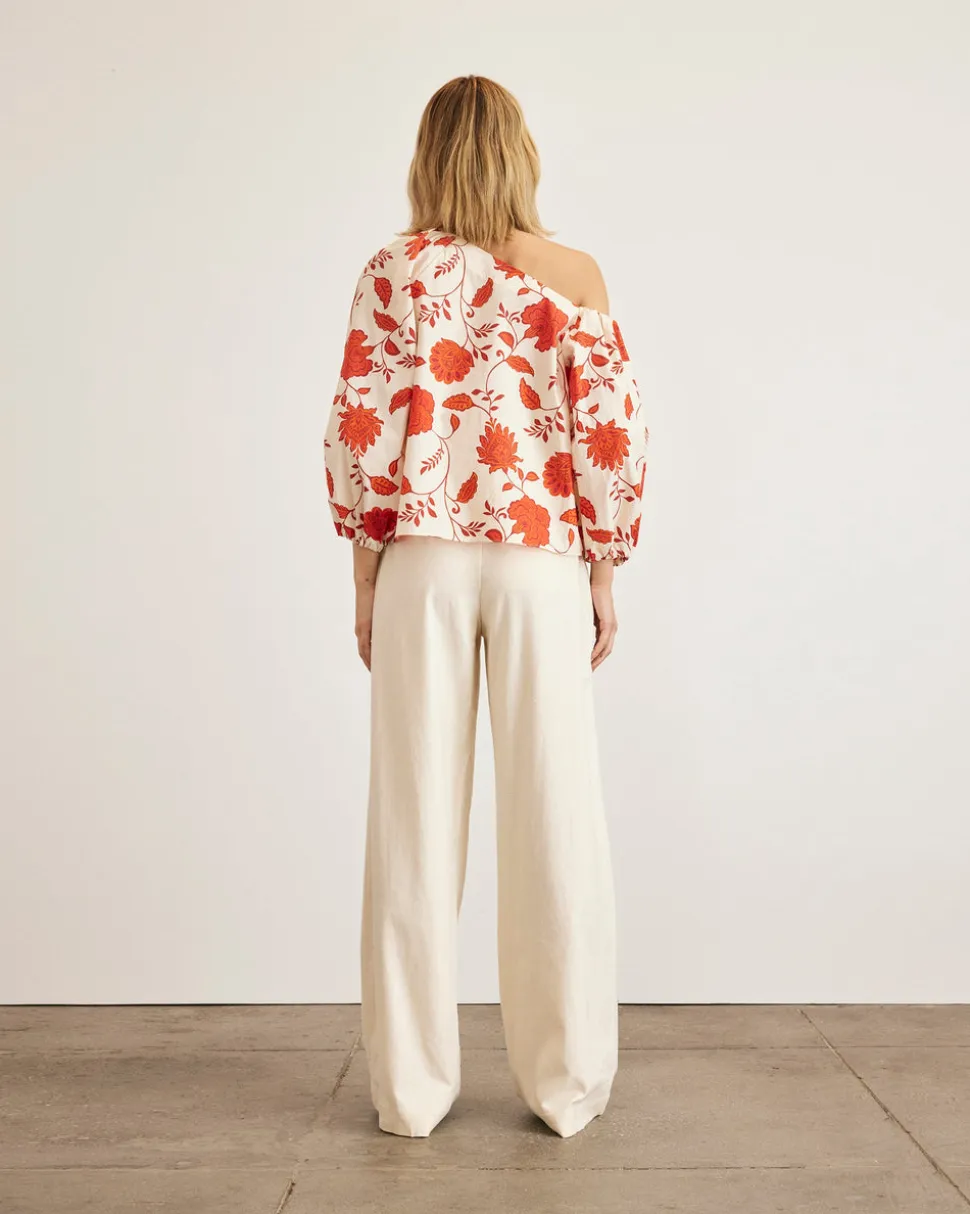 Tabitha Top in Cream & Tomato