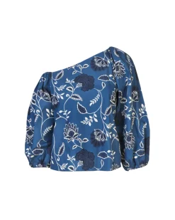 Tabitha Top in French Blue & Cream