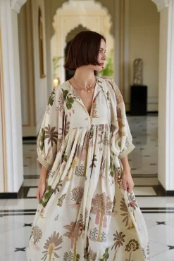 Taj Maxi Dress in Palm Natural