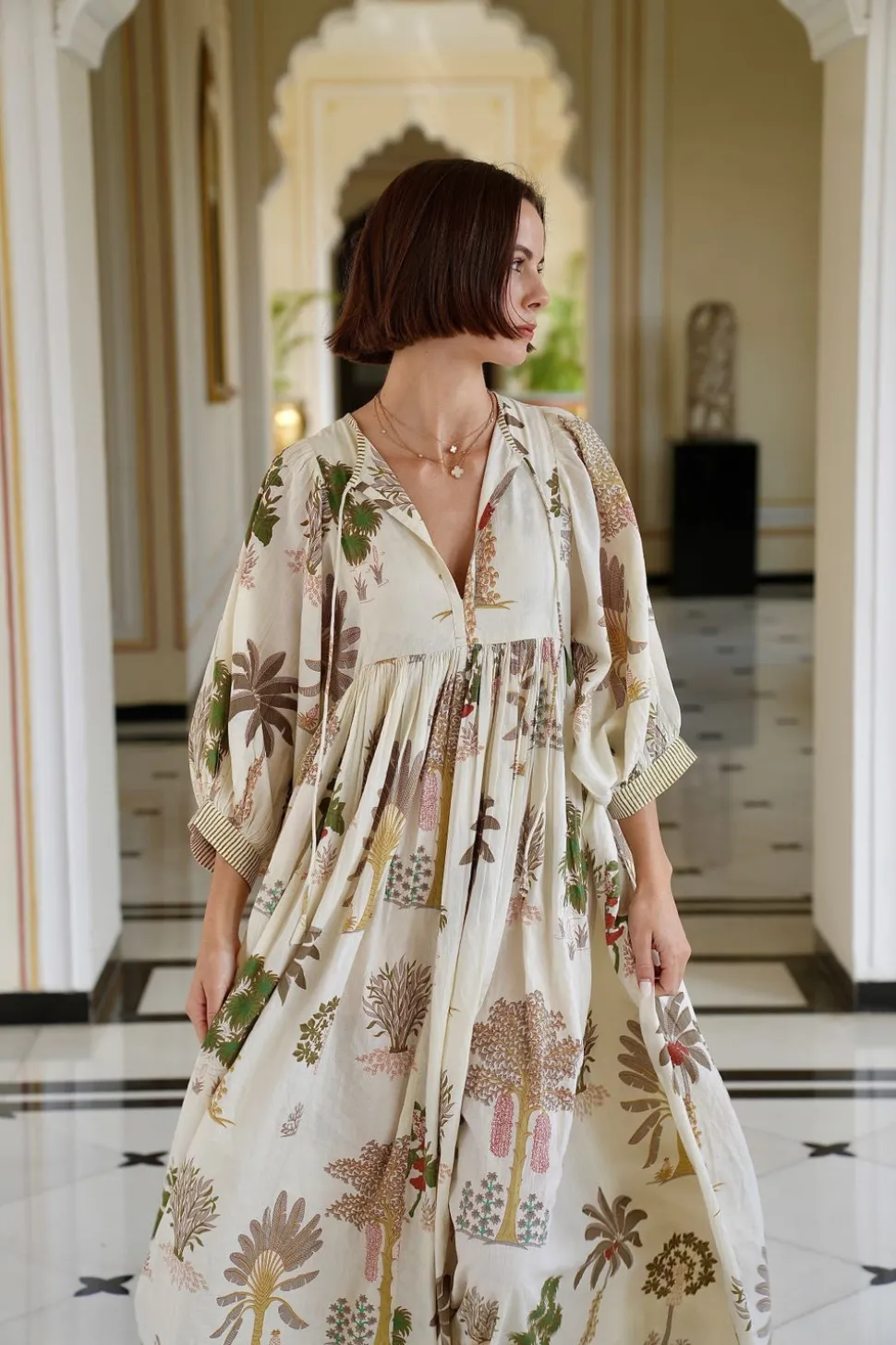 Taj Maxi Dress in Palm Natural