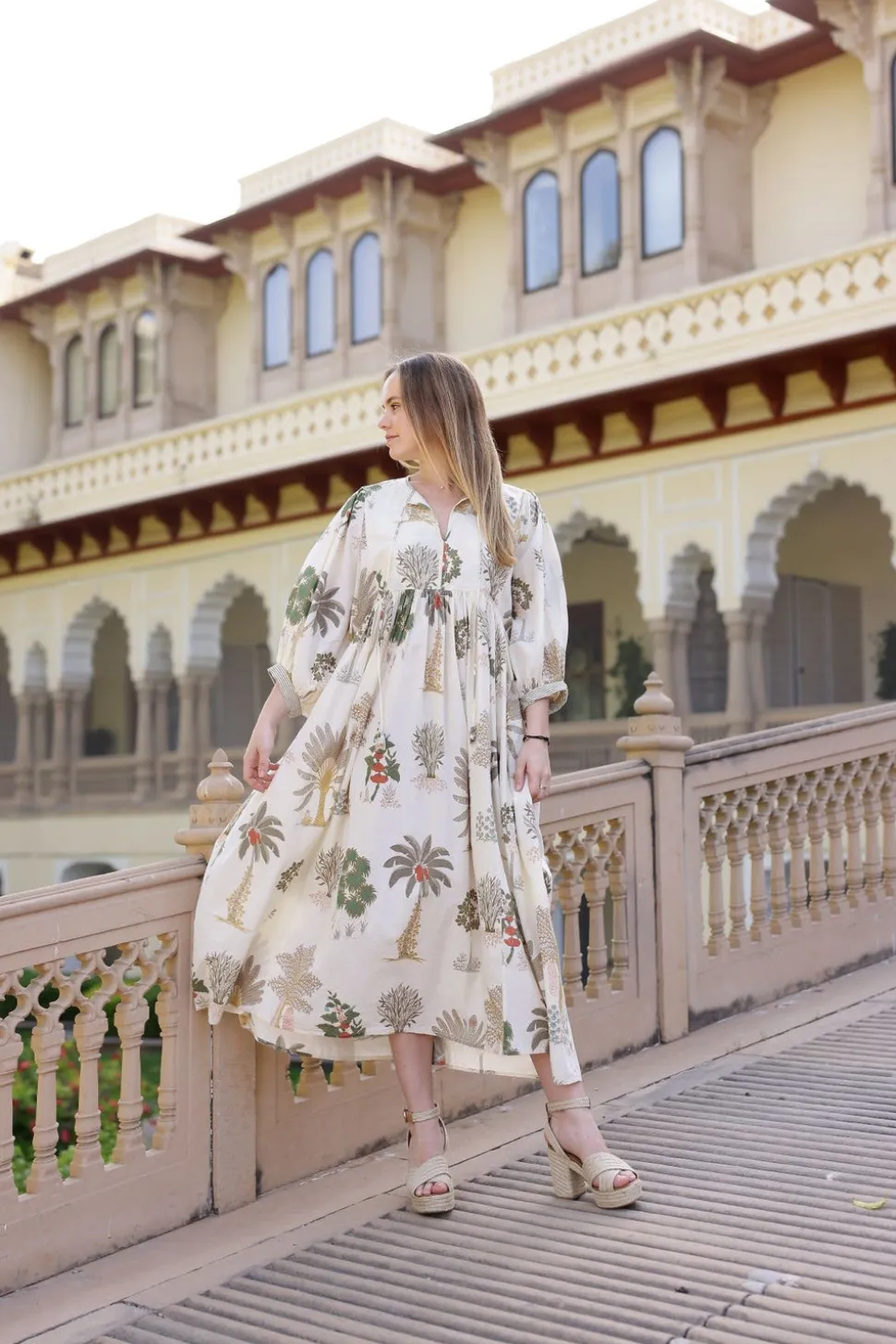 Taj Maxi Dress in Palm Natural