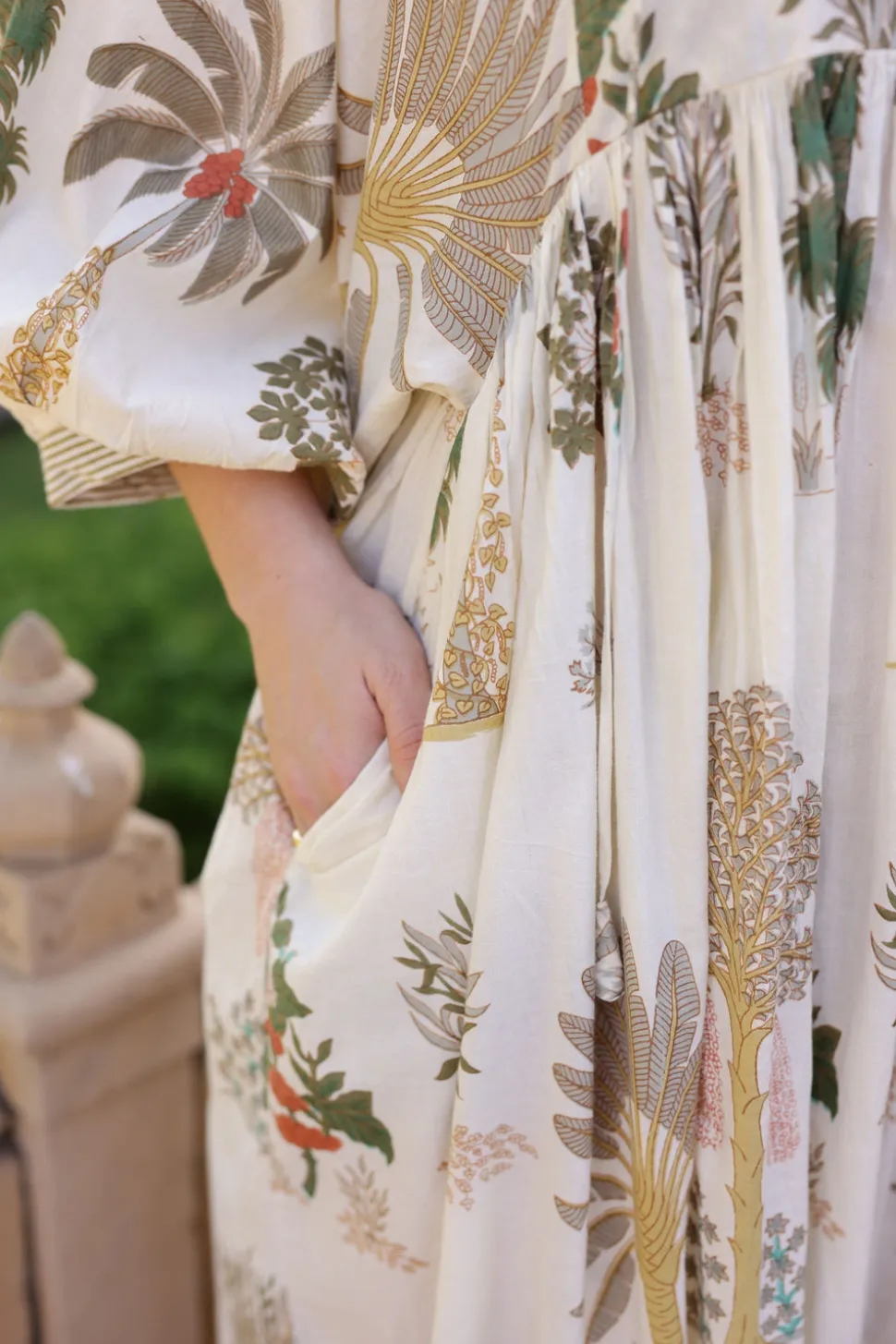 Taj Maxi Dress in Palm Natural