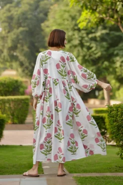Taj Maxi Dress in Pink Flower