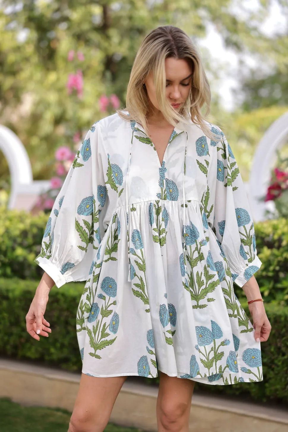 Taj Mini Dress Blue Flower